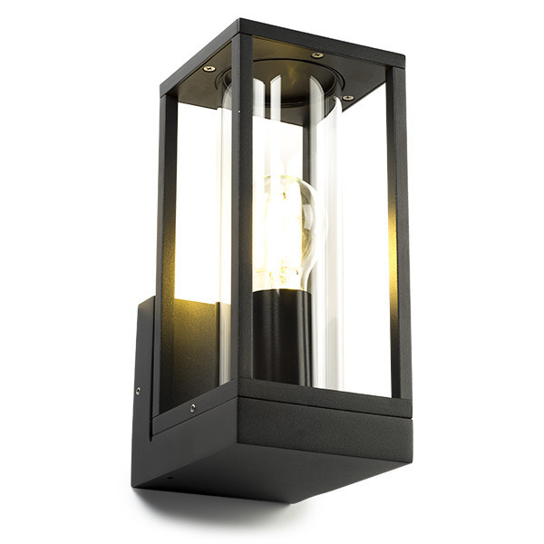 123inkt 123led wandlamp glas Dakota zwart geschikt voor 1x E27 5931 LDR08507 - 1