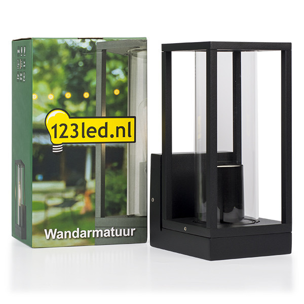 123inkt 123led wandlamp glas Dakota zwart geschikt voor 1x E27 5931 LDR08507 - 2