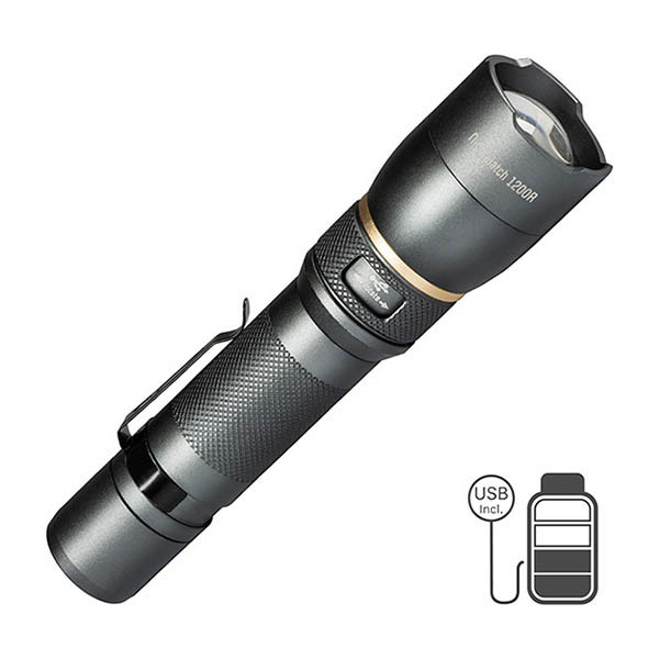 123led zaklamp oplaadbaar 5000K 1200 lumen IP67 aluminium LDR06746 - 1