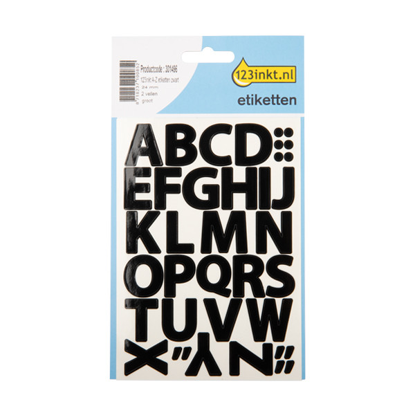 123inkt A-Z etiketten zwart groot 3784C 4167C 301496 - 1