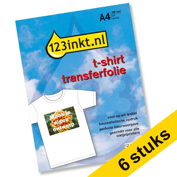 123inkt Aanbieding: 30 vel T-shirt transferfolie wit textiel C6050AC 060810 - 1