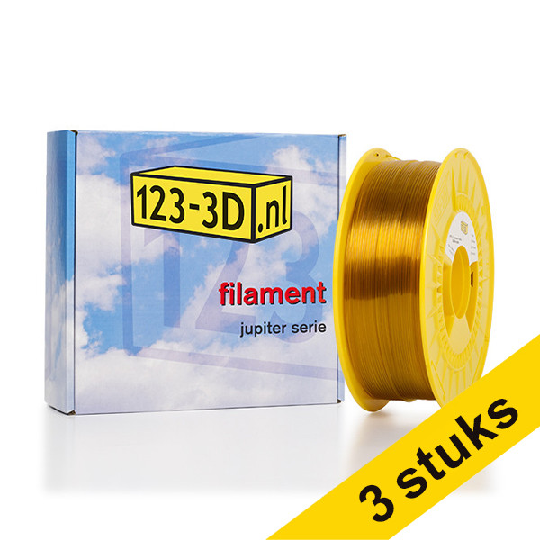 Aanbieding: 3x Filament transparant geel 1,75 mm PETG 1 kg Jupiter serie (123-3D huismerk) 135590 - 1