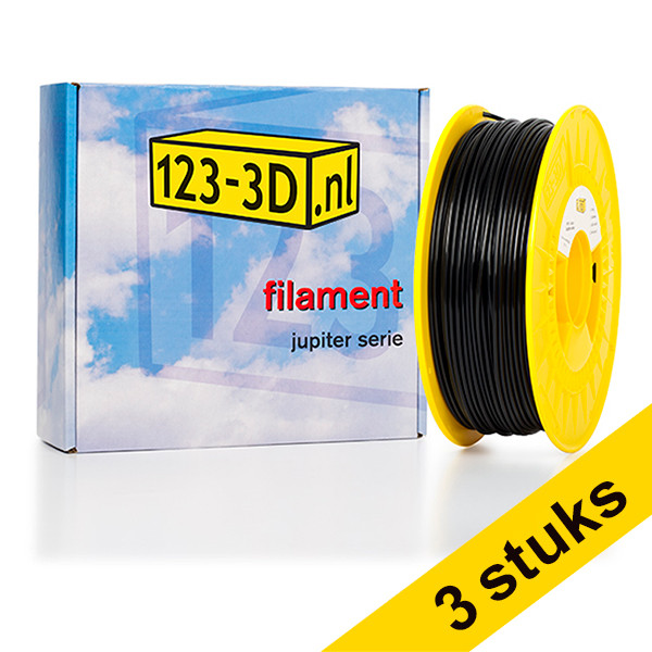 Aanbieding: 3x Filament zwart 2,85 mm PETG 1 kg Jupiter serie (123-3D huismerk) 135607 - 1