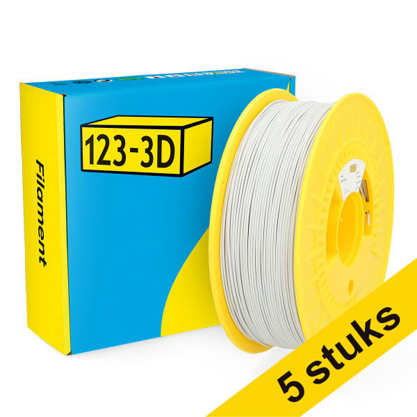 Aanbieding: 5x 123-3D Filament PLA Lichtgrijs 1,75 mm 1 kg DHM10022 - 1