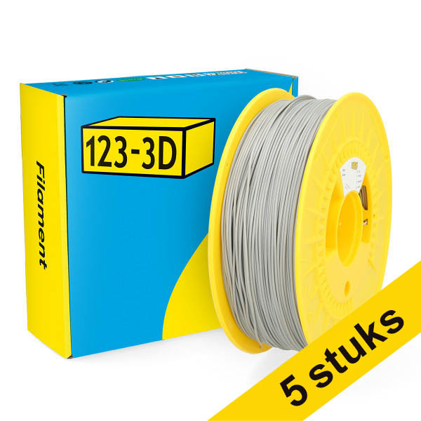 Aanbieding: 5x 123-3D Filament PLA Zilver 1,75 mm 1 kg DHM10046 - 1
