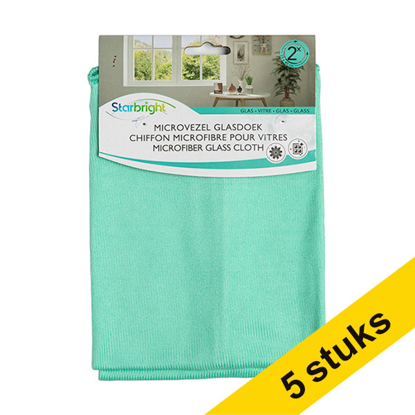 Aanbieding: 5x Microvezel glasdoek 35 x 40 cm (2 stuks) SDR06163 - 1