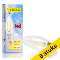 Aanbieding: 6x 123led E14 filament led-lamp kaars dimbaar 2.8W (25W)