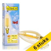 Aanbieding: 6x 123led E14 filament led-lamp kaars goud dimbaar 4.1W (32W)