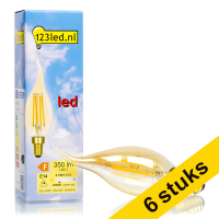 Aanbieding: 6x 123led E14 filament led-lamp sierkaars goud dimbaar 4.1W (32W)