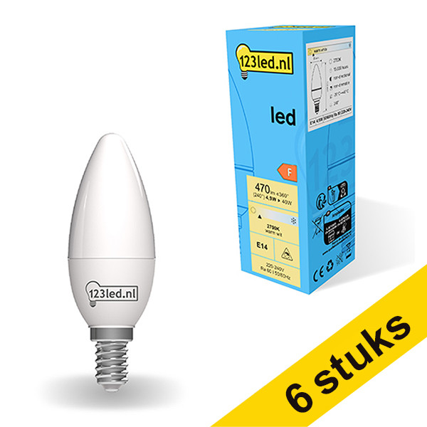 Aanbieding: 6x 123led E14 led-lamp kaars mat 2700K 4.9W (40W) LDR01855 - 1