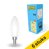 Aanbieding: 6x 123led E14 led-lamp kaars mat dimbaar 4000K 2.5W (25W)