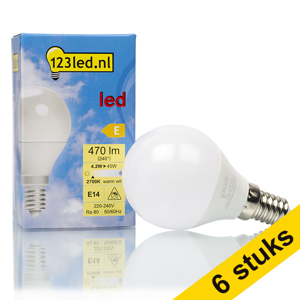 dinsdag geleider Diversen Aanbieding: 6x 123led E14 led-lamp kogel mat 4.2W (45W) 123inkt 123inkt.nl