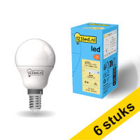 Aanbieding: 6x 123led E14 led-lamp kogel mat 4000K 4.9W (40W)