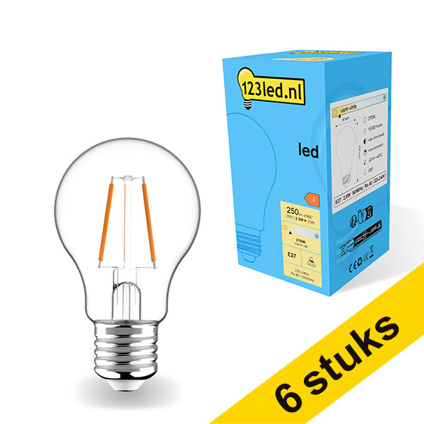 Aanbieding: 6x 123led E27 filament led-lamp peer 2.5W (25W) LDR01787 - 1
