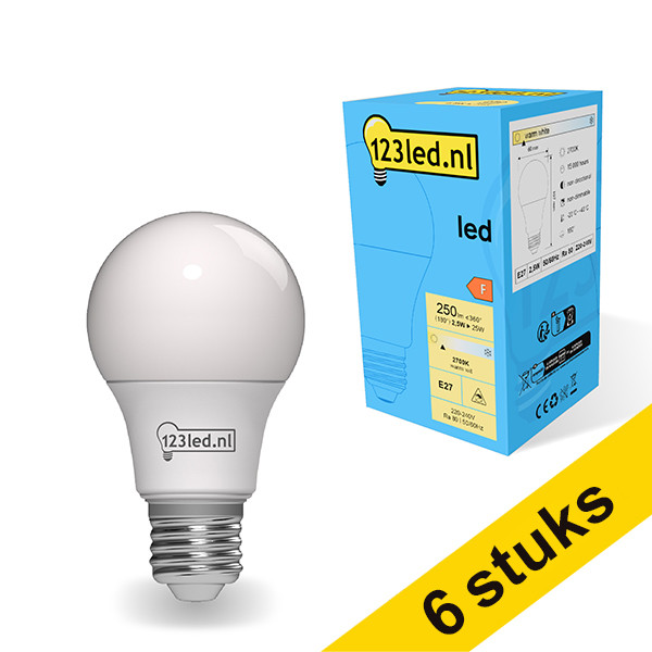 123inkt Aanbieding: 6x 123led E27 led-lamp peer mat 2.5W (25W)  LDR01759 - 1