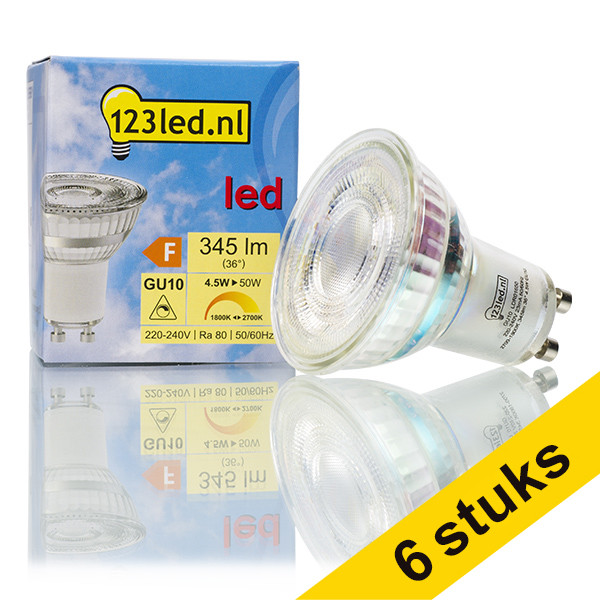 Aanbieding: 6x 123led GU10 Sfeerdim led-spot dimbaar 4.5W (50W) LDR01651 - 1