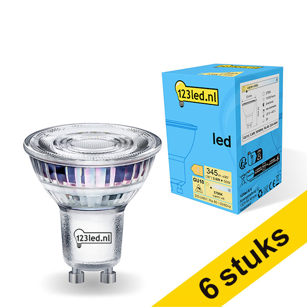 Aanbieding: 6x 123led GU10 led-spot glas 2700K 3.6W (50W) LDR01721 - 1