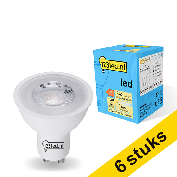 Aanbieding: 6x 123led GU10 led-spot glas 2700K 4.5W (50W) LDR01725 - 1
