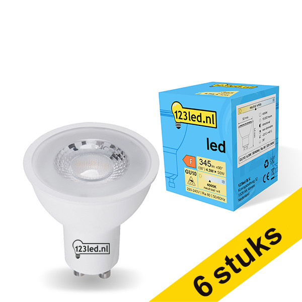 Aanbieding: 6x 123led GU10 led-spot glas 4000K 4.5W (50W) LDR01727 - 1