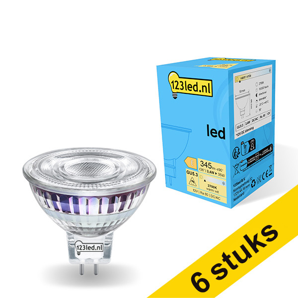 Aanbieding: 6x 123led GU5.3 led-spot dimbaar 3.4W (35W) LDR01749 - 1