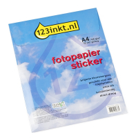 123inkt Aanbieding fotopapier sticker glossy A4 wit: 5 sets + 1 GRATIS (totaal 60 stickers) L7767-40C 300341