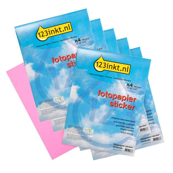 Harmonisch atmosfeer Omgeving Aanbieding fotopapier sticker mat A4 knalroze: 5 sets + 1 GRATIS (totaal 60  stickers) 123inkt 123inkt.nl