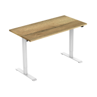 123inkt Elektrische zit-sta bureau wit frame Natuur blad 140 x 80 cm (1 motor)  302651
