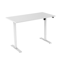 123inkt Elektrische zit-sta bureau wit frame Wit blad 140 x 80 cm (1 motor)  302648