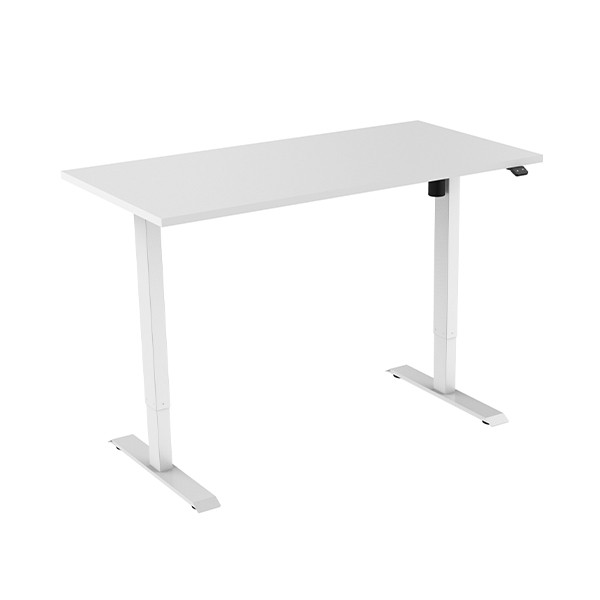 123inkt Elektrische zit-sta bureau wit frame Wit blad 160 x 80 cm (1 motor)  302656 - 1