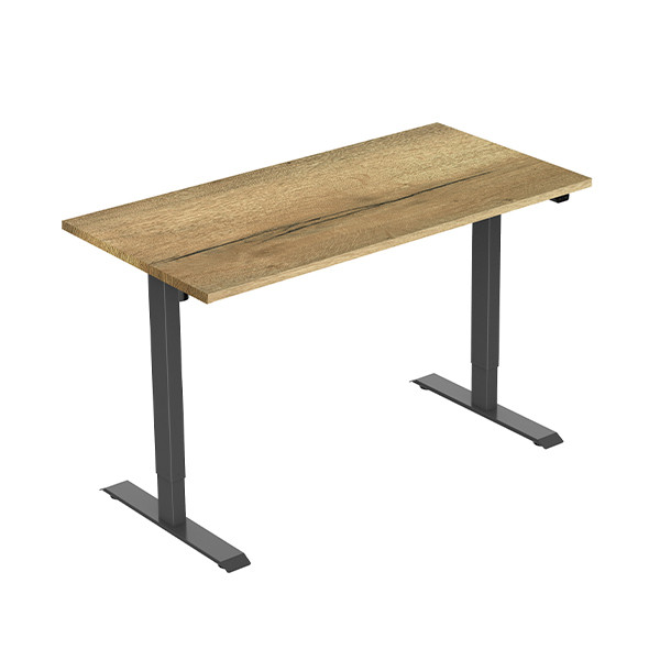 123inkt Elektrische zit-sta bureau zwart frame Natuur blad 140 x 80 cm (1 motor)  302647 - 1