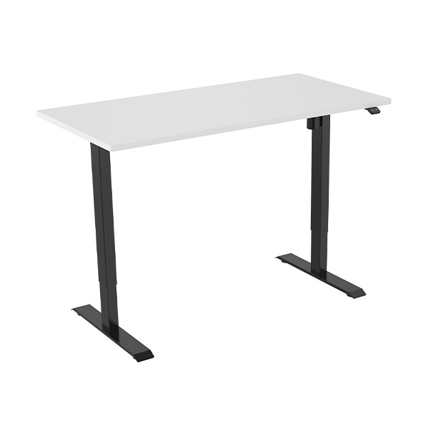 123inkt Elektrische zit-sta bureau zwart frame Wit blad 140 x 80 cm (1 motor)  302644 - 1