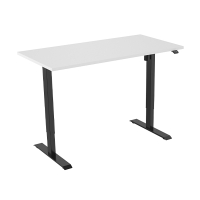 123inkt Elektrische zit-sta bureau zwart frame Wit blad 140 x 80 cm (1 motor)  302644