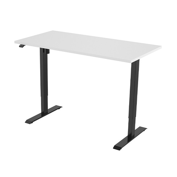 123inkt Elektrische zit-sta bureau zwart frame Wit blad 140 x 80 cm (1 motor)  302644 - 2