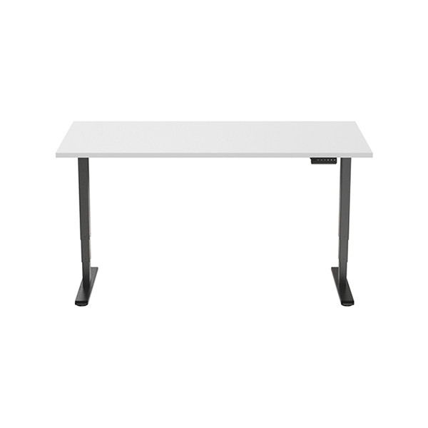 123inkt Elektrische zit-sta bureau zwart frame Wit blad 140 x 80 cm (2 motoren)  302610 - 1