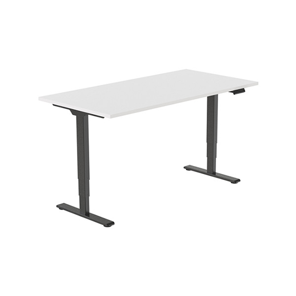 123inkt Elektrische zit-sta bureau zwart frame Wit blad 140 x 80 cm (2 motoren)  302610 - 2