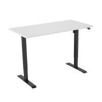 123inkt Elektrische zit-sta bureau zwart frame Wit blad 160 x 80 cm (1 motor)  302652