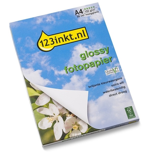123inkt Glossy hoogglans fotopapier 135 grams A4 (50 vel) FSC® Mix 70%  064040 - 1