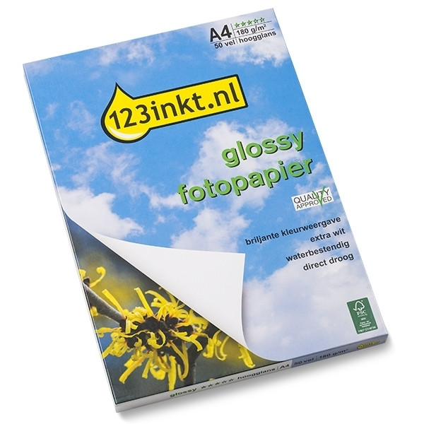 123inkt Glossy hoogglans fotopapier 180 grams A4 (50 vel) FSC® C13S041622C 064050 - 1