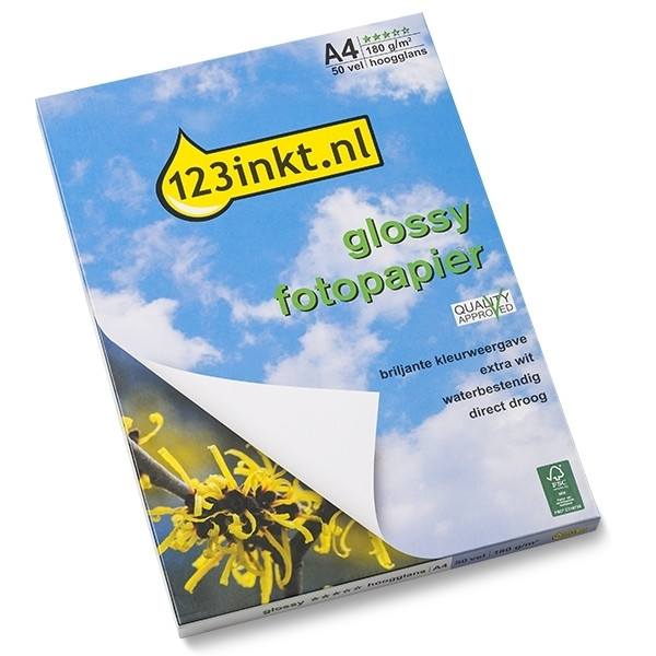 123inkt Glossy hoogglans fotopapier 180 grams A4 (50 vel) FSC® Mix 70% C13S041622C 064050 - 1