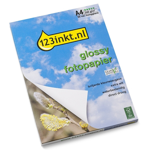 123inkt Glossy hoogglans fotopapier 245 grams A4 (50 vel) FSC® Q5437AC 064070 - 1