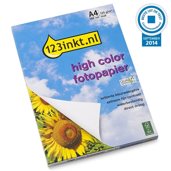 123inkt High Color mat fotopapier 125 grams A4 (100 vel) FSC® Mix 70% Q6593AC 064010 - 1