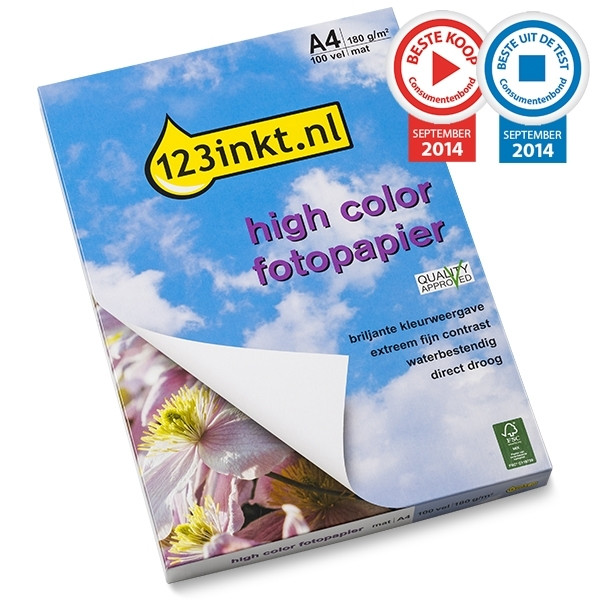 123inkt High Color mat fotopapier 180 grams A4 (100 vel) FSC® Mix 70% C13S041256C Q6592AC 064020 - 1