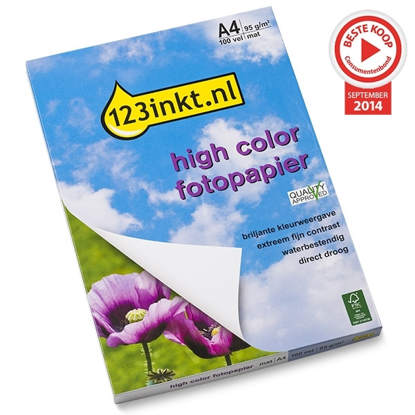 123inkt High Color mat fotopapier 95 grams A4 (100 vel) FSC® C13S041061C 064000 - 1