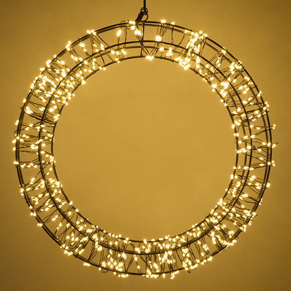Kerstkrans met ophangoog Ø 36 cm extra warm wit & warm wit 800 lampjes zwart LDR07270 - 3