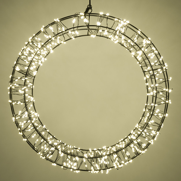 Kerstkrans met ophangoog Ø 36 cm extra warm wit & warm wit 800 lampjes zwart LDR07270 - 4