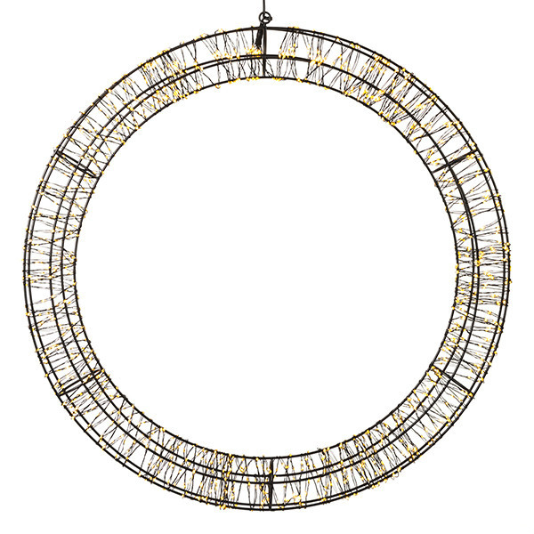 Kerstkrans met ophangoog Ø 56 cm extra warm wit & warm wit 1200 lampjes zwart LDR07271 - 2