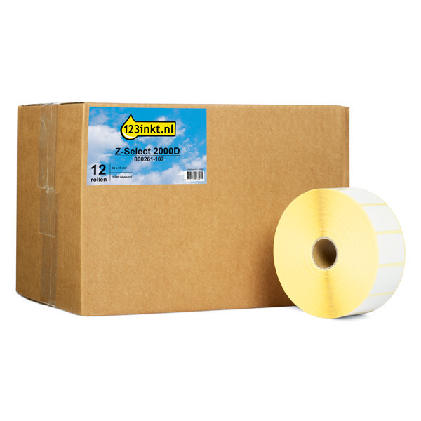 123inkt LM330d 2000D multifunctionele labels 38 x 25 mm (12 rollen) 089418 - 1