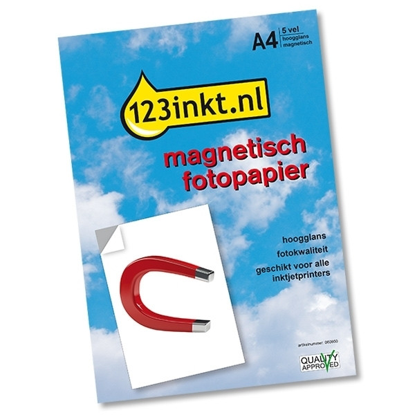 123inkt Magnetisch fotopapier hoogglans A4 (5 vel) 060950 - 1
