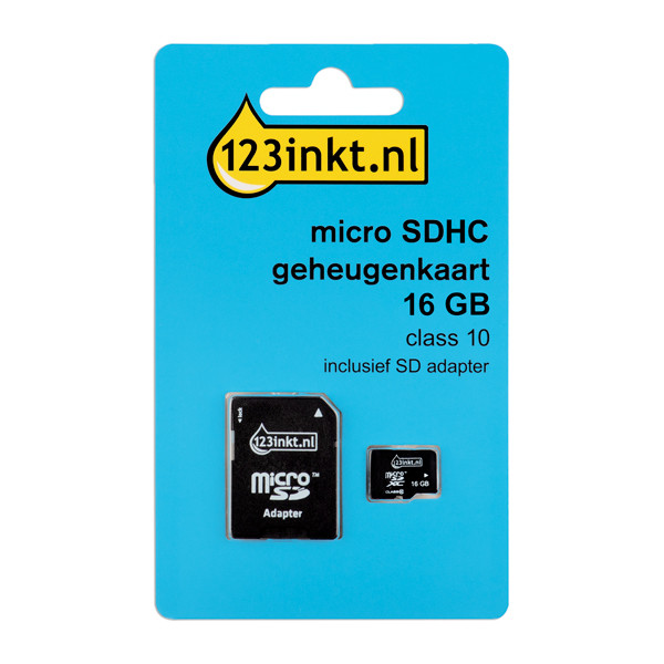 123inkt Micro SDHC geheugenkaart class 10 inclusief SD adapter - 16GB FM16MP45B/00C FM16MP45B/10C MR958 300694 - 1