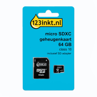 123inkt Micro SDXC geheugenkaart class 10 inclusief adapter - 64GB 300692